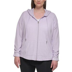 Calvin Klein Performance Ruched-Sleeve Zip Hoodie PURPLE Size 3X MSRP $59